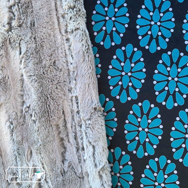 Turquoise Clusters Baby and Adult Minky Blanket By The Handmade Heifer Youth