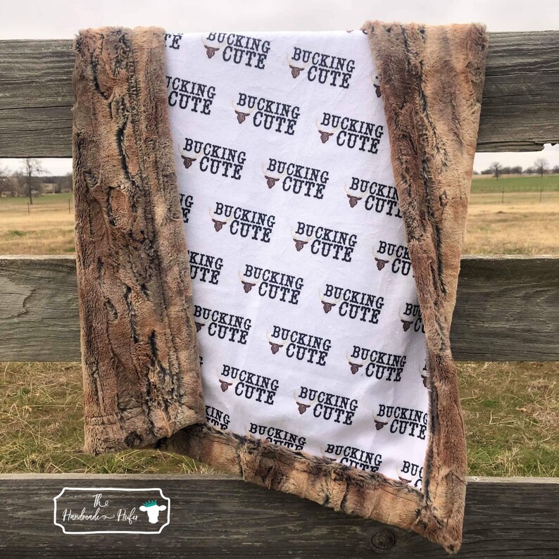 Bucking Cute with Red Fox Minky Baby and Youth Baby Blanket By The Handmade Heifer