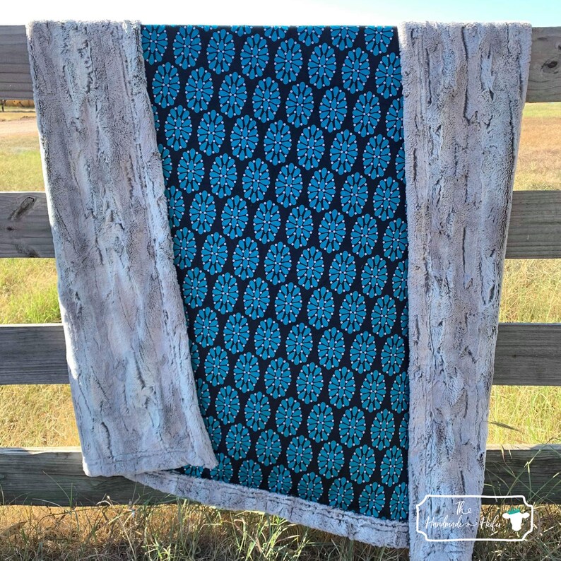 Turquoise Clusters Baby and Adult Minky Blanket By The Handmade Heifer Youth