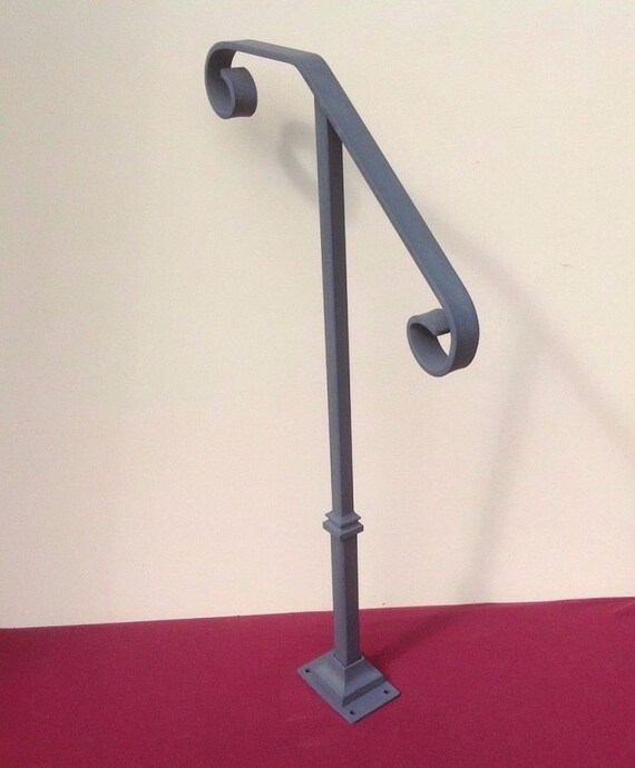 Handrail Wrought Iron 1 2 Steps Steel Grab Rail Single Post Etsy