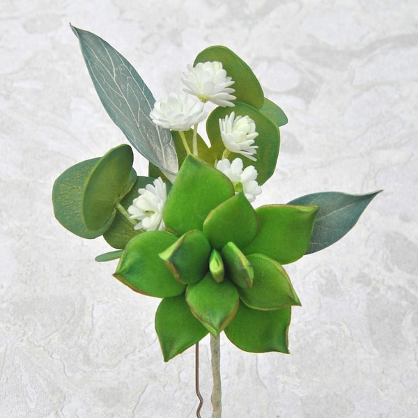 Succulent hair pins Greenery hair piece bridal Eucalyptus hair pins wedding Babys breath hair