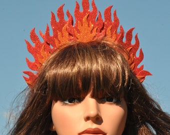 Bandeau en feu, coiffure en flammes, costume de feu pour femme Halloween Noël, festival, carnaval