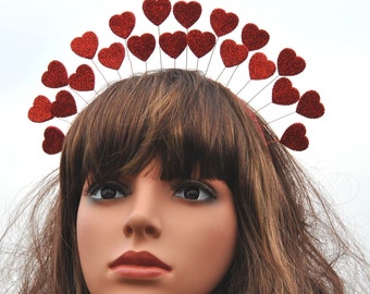 Valentine headband Queen of hearts crown adult Red heart headpiece