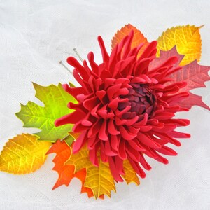 Herfst bruiloft haar pinnen Rode bloem bruids haar stuk Herfst haar accessoires Bruids bloem haar kam