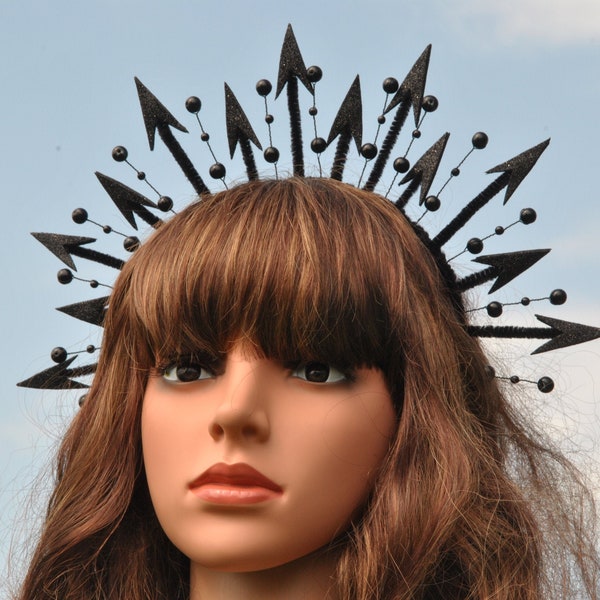 Spiked headband Gothic halo crown headpiece Halloween headband Weach crown spiked