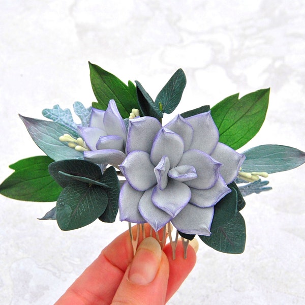 Succulent hair comb Eucaluptus bridal hair piece Greenery wedding headpiece