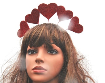 Queen of Hearts Crown, Red Glitter Heart Headband
