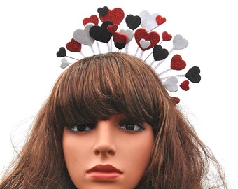 Queen of Hearts Headband: Red, Black & White Valentine's Crown