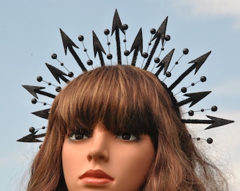 Spiked headband Gothic halo crown headpiece Halloween headband Weach crown spiked