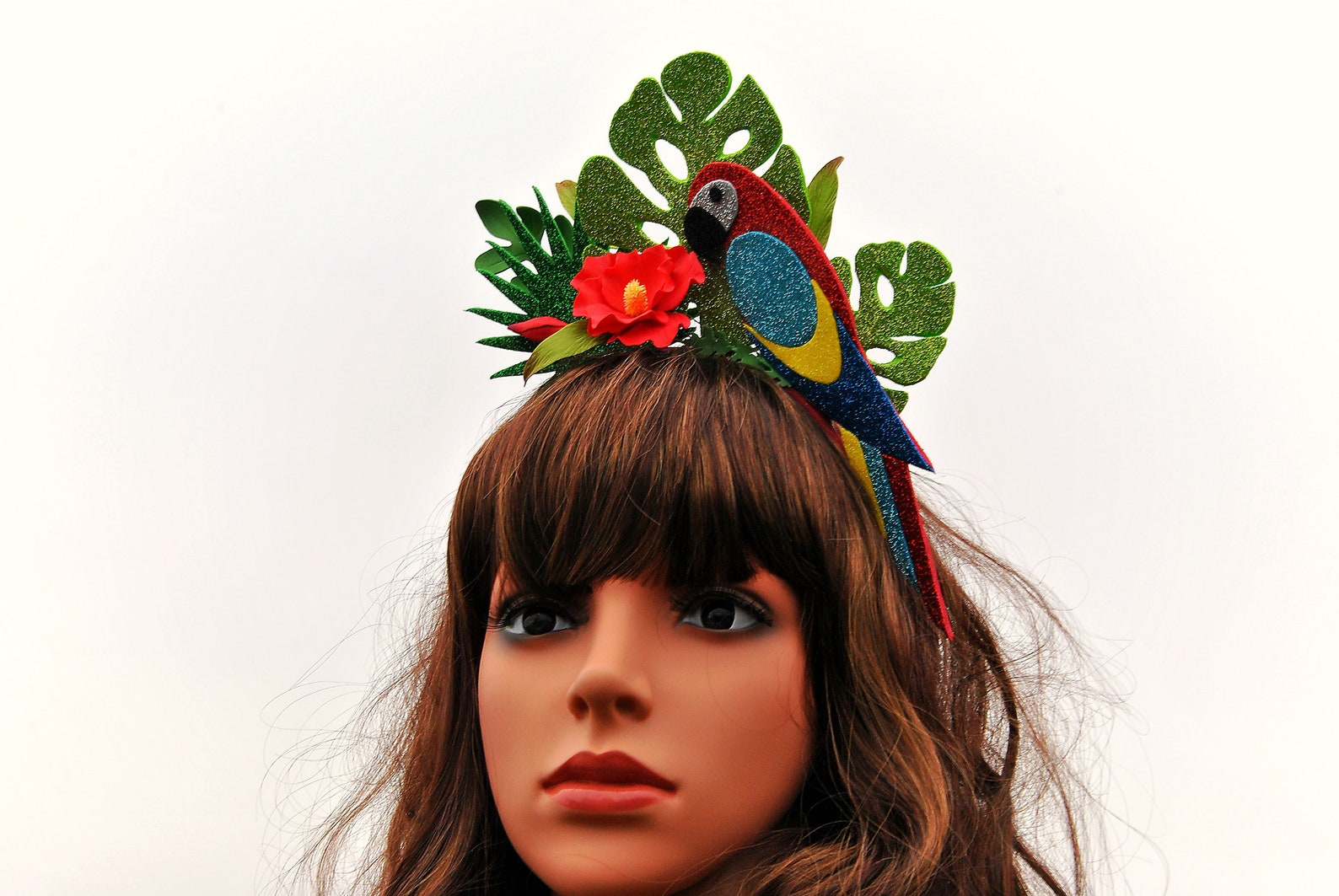 Parrot Headband Tropical Floral Headpiece Monstera Palm Leaves - Etsy