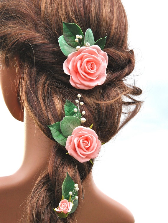 3pc Mini floral hair accessories rose hair clips enamel-style flowers and pearl Amazon.com : Red Mini Rose Hair Clip for Women Flower Hair  main image 4