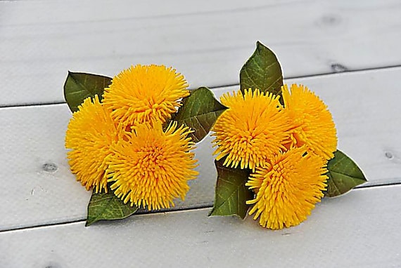 Dandelion hair clip Baby girl hair ties Toddler spring floral accessory for girls