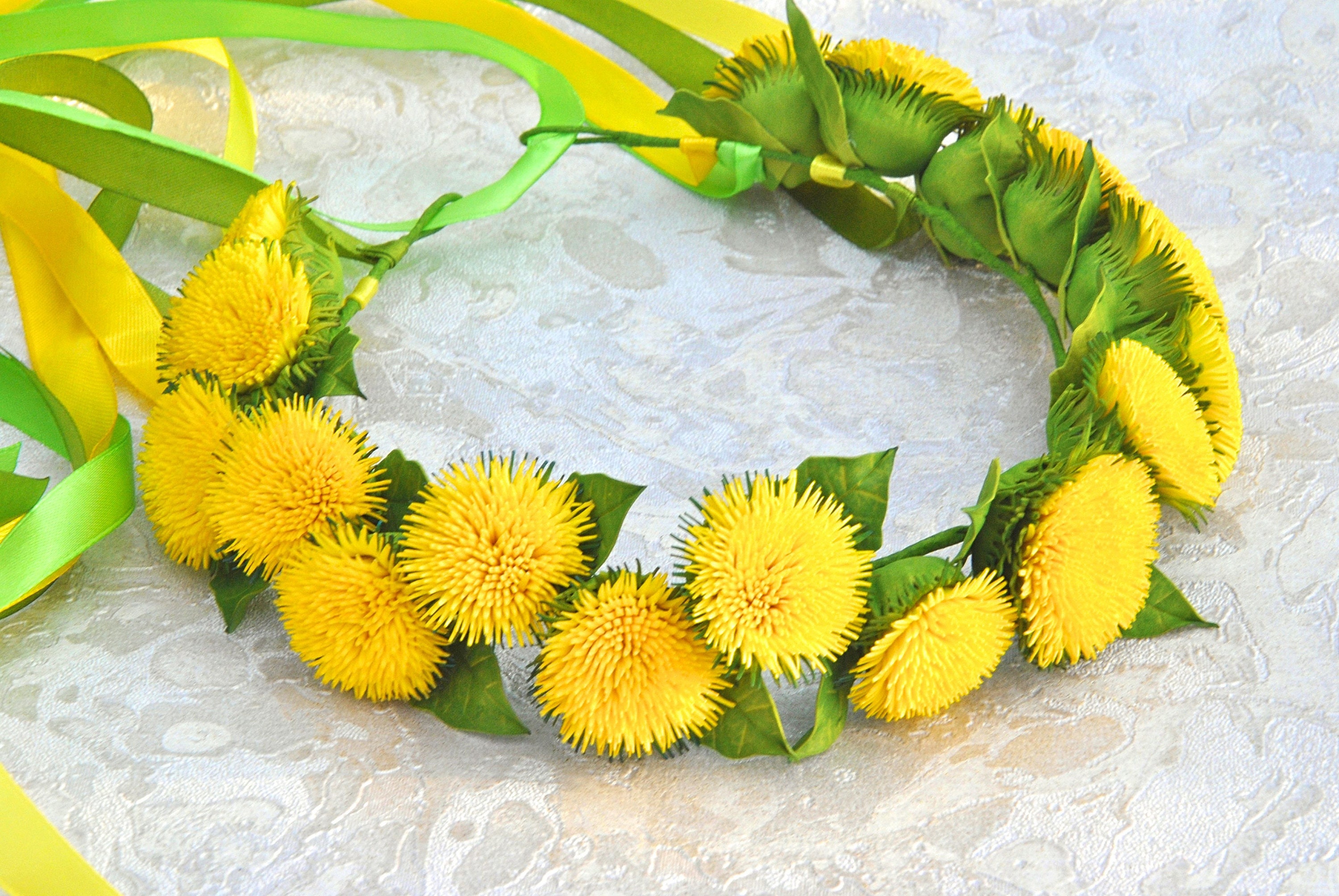 Dandelion Easter headband Flower girl yellow crown Dandelion Etsy