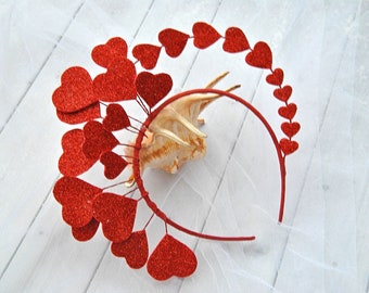 Valentines Kopfschmuck Rot Herz Kopfschmuck Queen of hearts Stirnband Krone