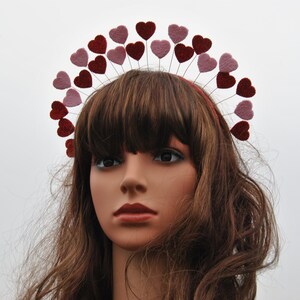 Valentine headband Queen of hearts crown adult Red heart headpiece image 2
