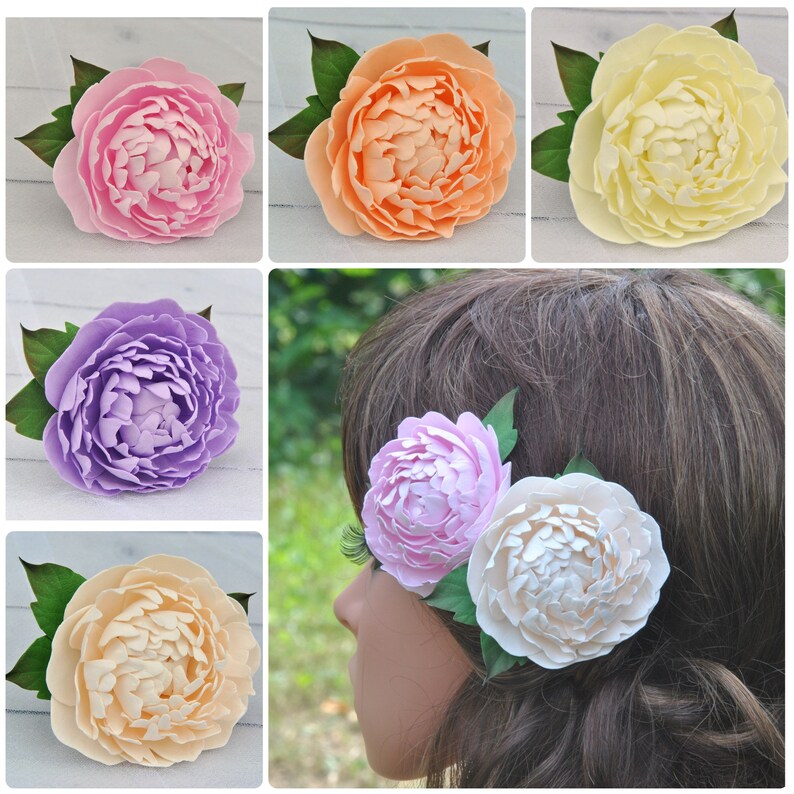 Peony Hair Clips for Bride Wedding Flower Hair Clip Real Touch Etsy