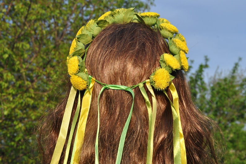 Dandelion headband Flower girl yellow crown Dandelion flower Etsy