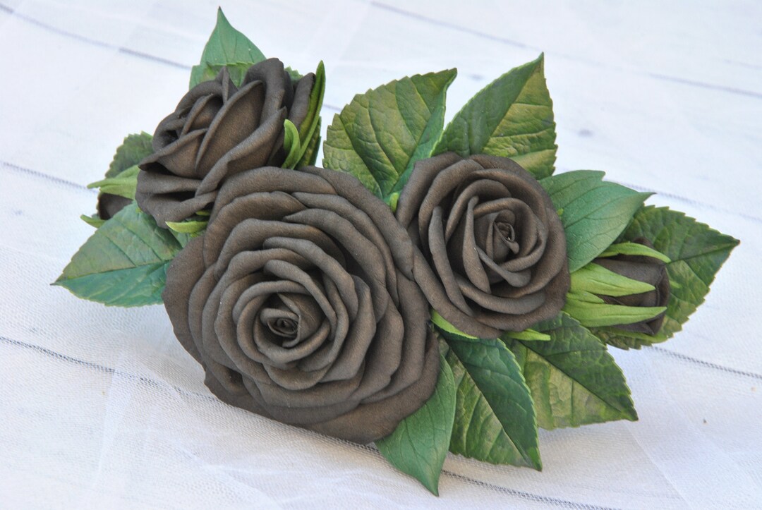 Gothic Hair Accessories Black Rose Hair Clip Bridal Goth Etsy