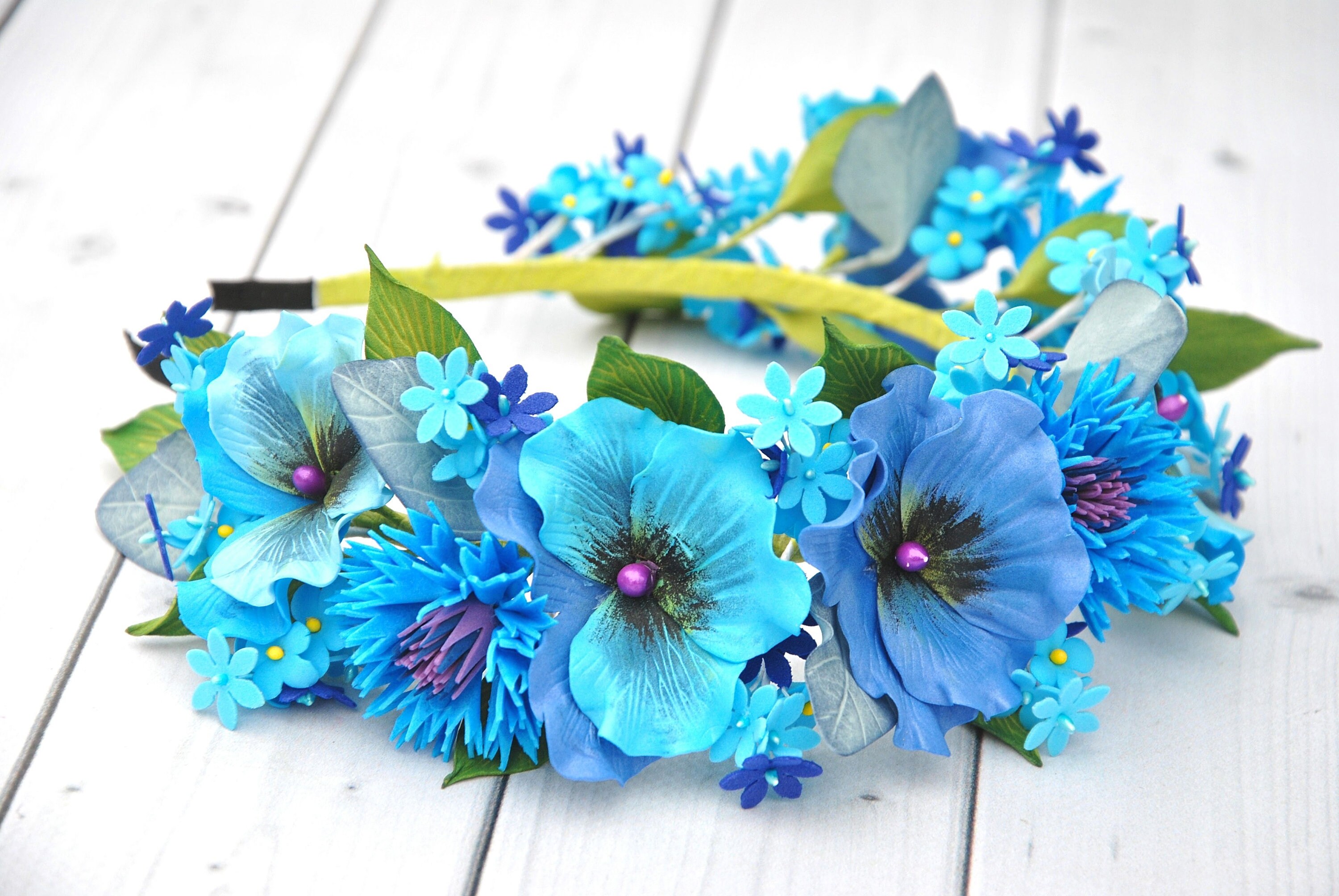 Cornflower crown Flower girl crown blue Flower girl headband Etsy