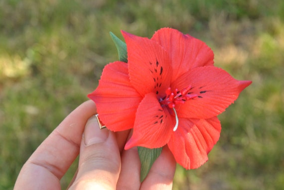Turquoise Flower Hair Clip Mint Tropical Lily Bridal Hair Piece