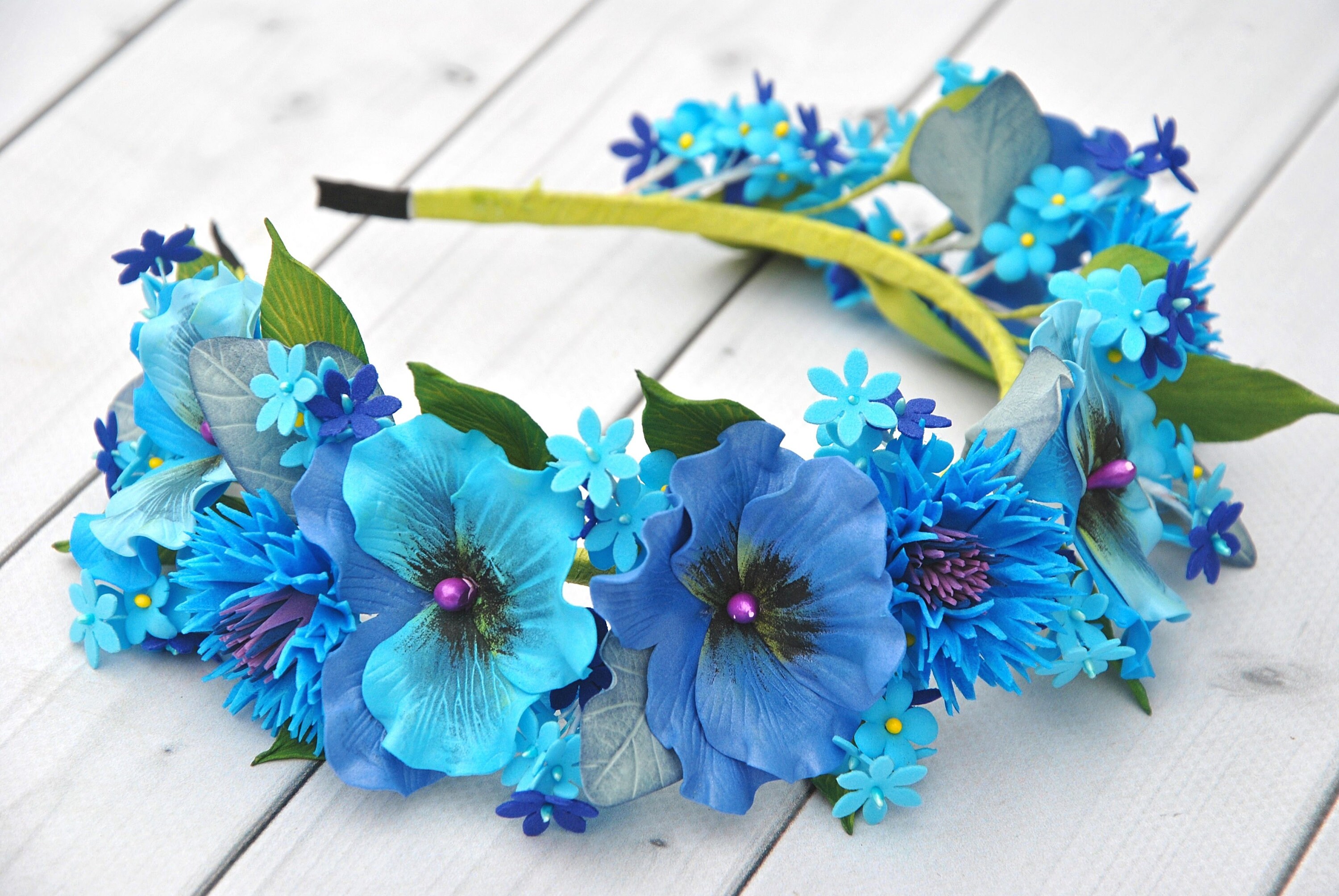 Cornflower crown Flower girl crown blue Flower girl headband Etsy