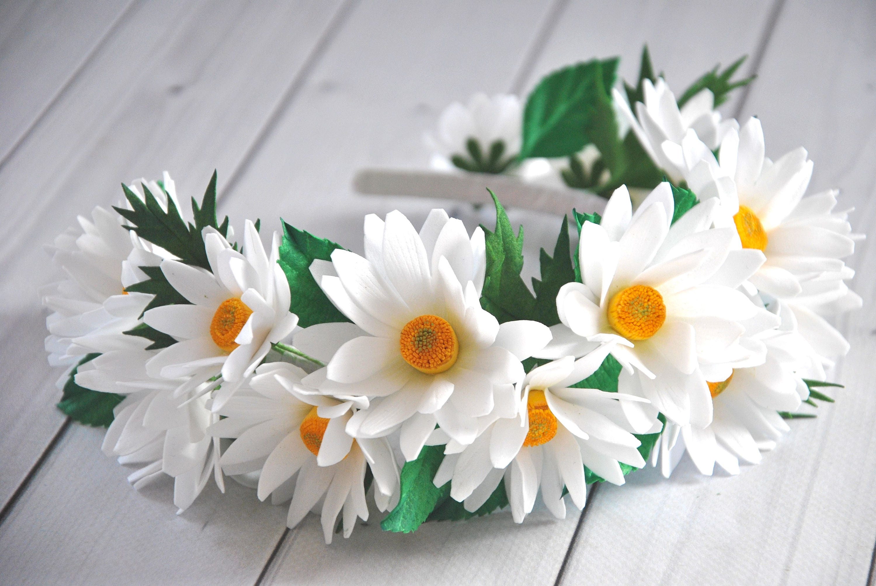 Daisy Flower Crown Wildflower Headpiece White Daisies Headband Etsy