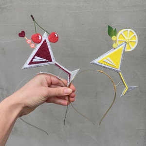 Martini hoofdband Cherry martini hoofdband Lemon drop martini geïnspireerde hoofdband Martini kostuum hoofddeksel martini thema hoed fascinator