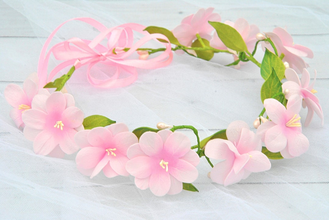 Pink Cherry Blossom Flower Crown - Bridal Headpiece, Flower Girl - Etsy