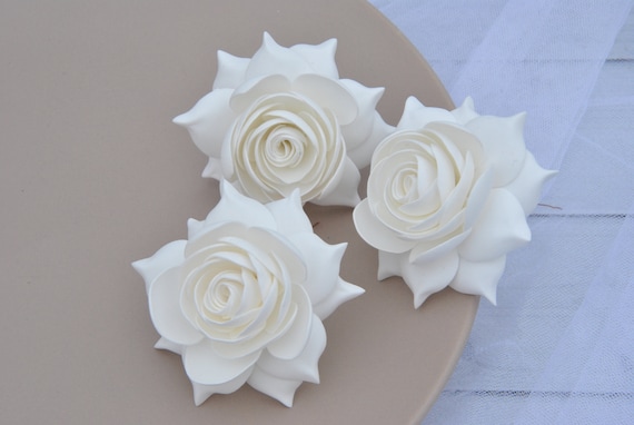 White Gardenia Hair Clip, Bridal Flower Hair Pins