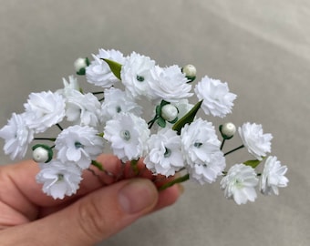 Babys breath hair pins Bridal hair piece gypsophila