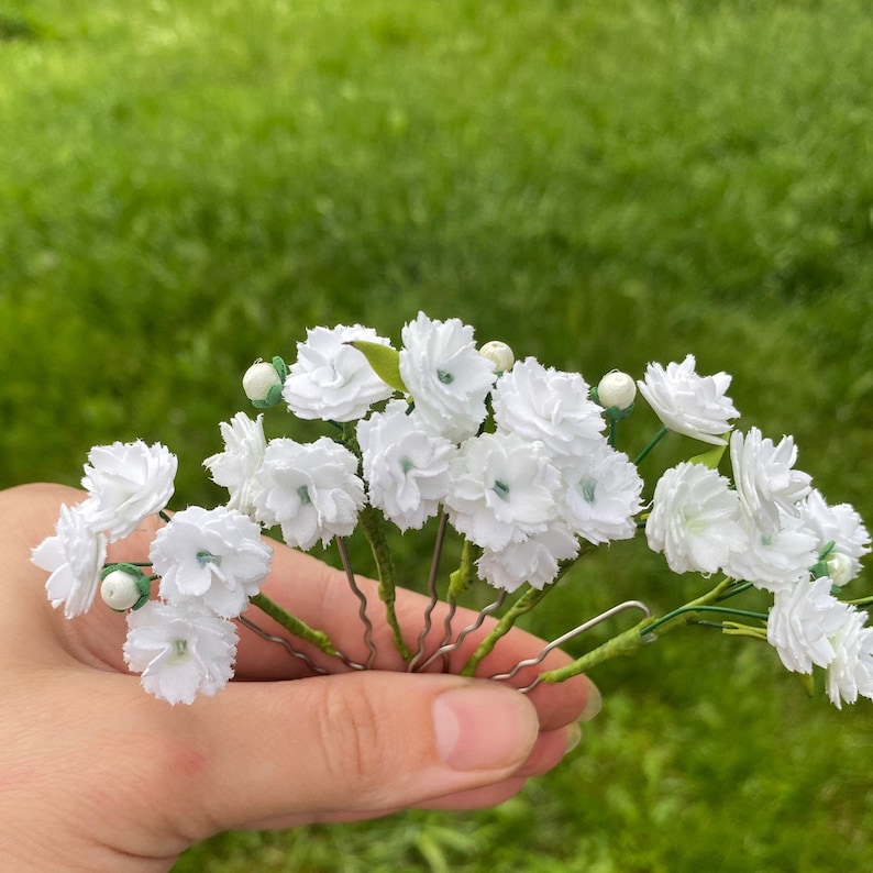 Babys Breath Hair Pins Bridal Hair Piece Gypsophila Etsy