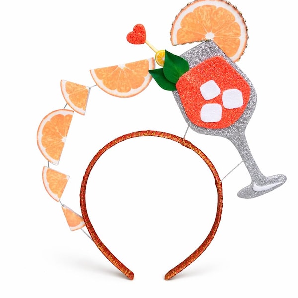 Orange Cocktail Headpiece, Olive Martini Inspired Headband, Handmade Hen Party Fascinator