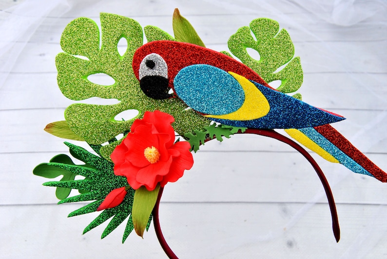 Parrot Headband Tropical Floral Headpiece Monstera Palm Leaves - Etsy