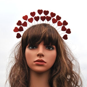 Valentine headband Queen of hearts crown adult Red heart headpiece image 7