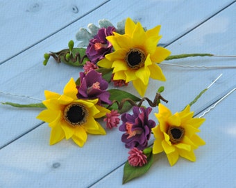 Haarnadeln Mit Sonnenblume, 10 Stück – Für Brautjungfern, Abschlussbälle, Parties & Boho-Frisuren