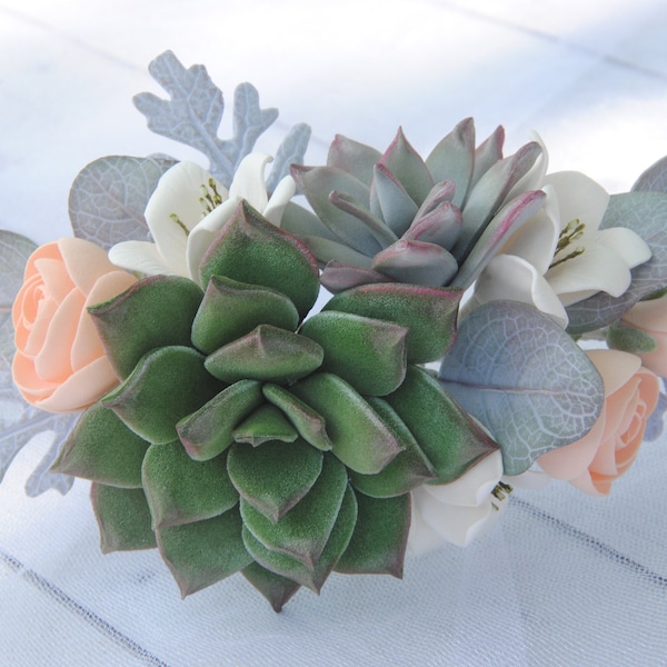 Peigne à cheveux succulents pour la mariée Eucalyptus pièce de cheveux de mariage Greenery clip de cheveux coiffeuse pièce maîtresse végétale