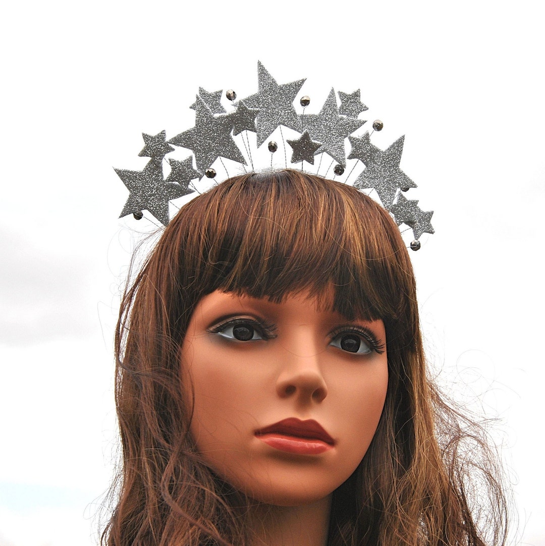 Silver Star Crown Celestial Headpiece Bridal Star Halo Crown Etsy