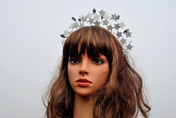 Star Halo Crown: Silver Crystal & Gold Stars, Celestial  display picture 2