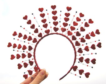 Red Hearts Queen Crown Headband - Valentine's Tiara