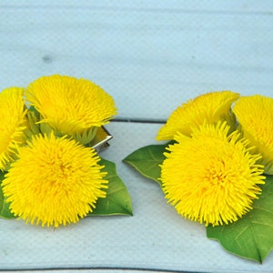 Dandelion hair clip Baby girl yellow flower hair tie Ponytail holder floral hair clip Dandelion flower hair piece