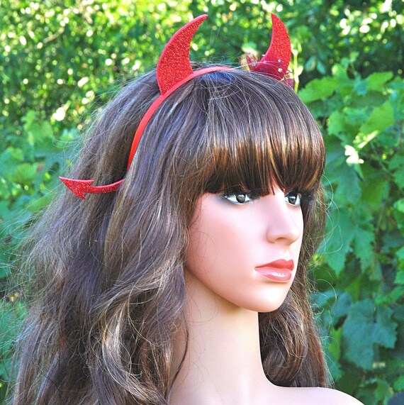 Accesorio Halloween Carnaval Rojo Negro Diadema Cuernos Diablo Rojo/Negro | Disfraz Halloween Y Carnaval | Para Mujeres Y Niñas Disfraz Demonio Diablesa
