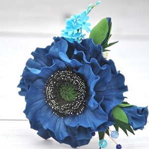 Pince à cheveux coquelicot Broche fleur de pavot rouge Bandeau bleu rouge Accessoire floral pour cheveux fille Barrette pour fille fleur