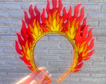 Feuer Stirnband Feuer Krone Kostüm Kopfschmuck Halloween Stirnband Phönix Flamme Fascinator Hut Festival Karneval Kopfschmuck