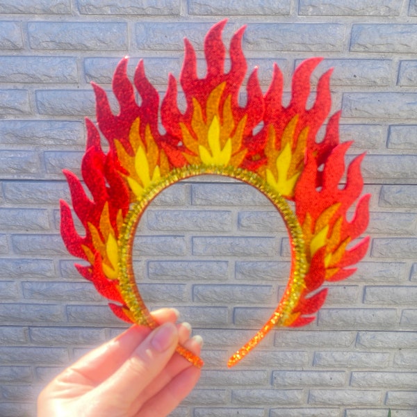 Fire Flame Headband, Handmade Festival Costume Headpiece