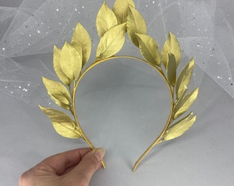 Gold Laurel Leaf Headband, Greek Wedding Headpiece