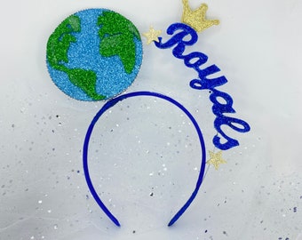 Planet earth headband Royals personalized headpiece Glittery land, ground, globe tiara