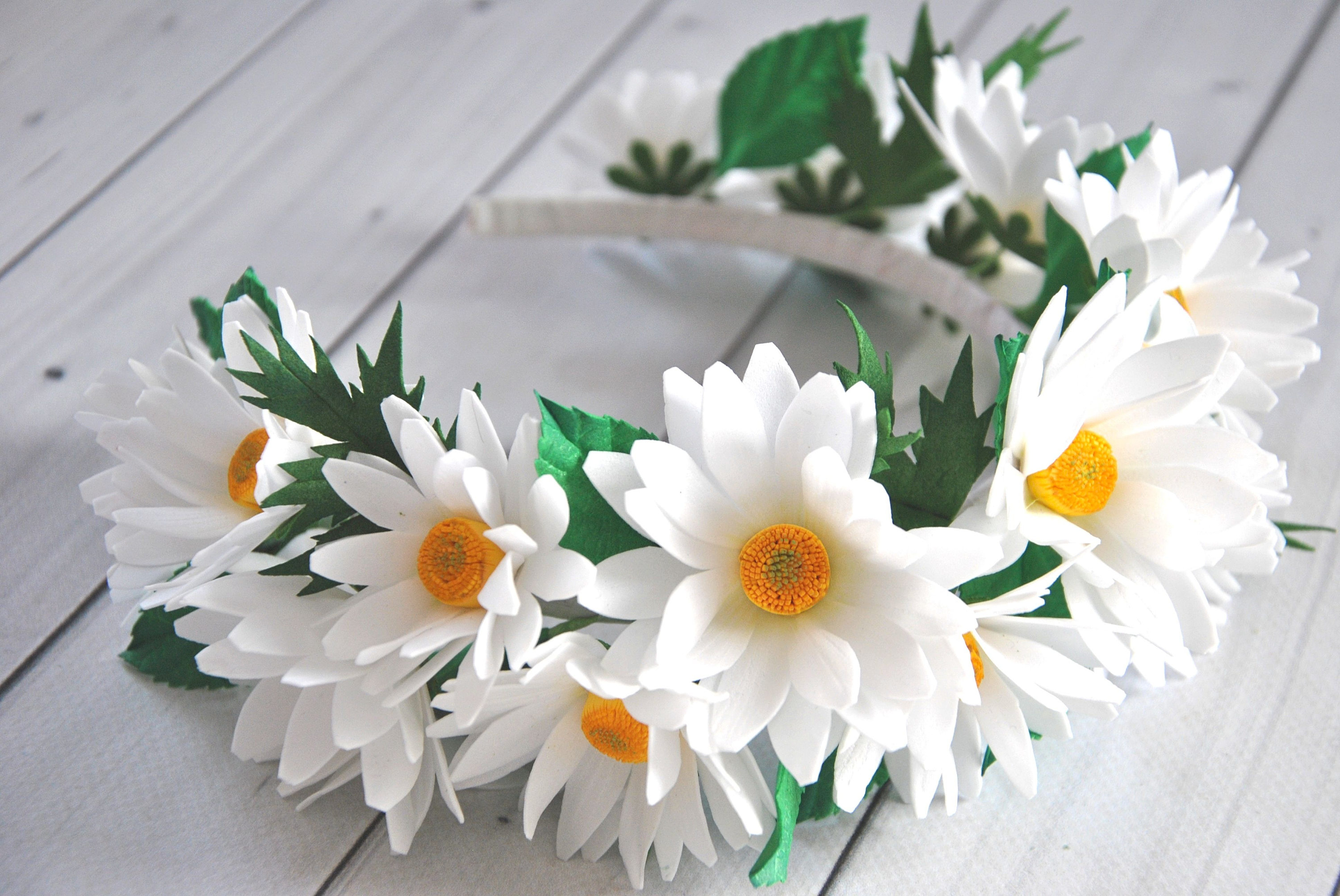 Daisy Flower Crown Wildflower Headpiece White Daisies Headband Etsy