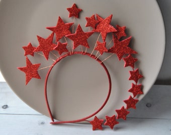Red Star Crown Headband - Holiday Party Celestial Headpiece