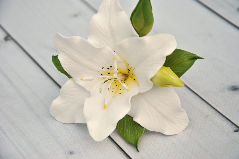 White Lily Hair Clip Hawaii Wedding Hair Piece Lily Flower Etsy