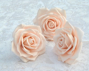 Blush wedding hair pins Wedding flower hair piece Rose flower hair clip Blush floral hair piece